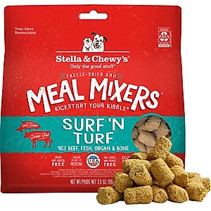 Stella & Chewy's Freeze-Dried Raw Surf & Turf Meal Mixer Grain-Free Protein Rich Recipe Dog Food Topper, 3.5-oz bag