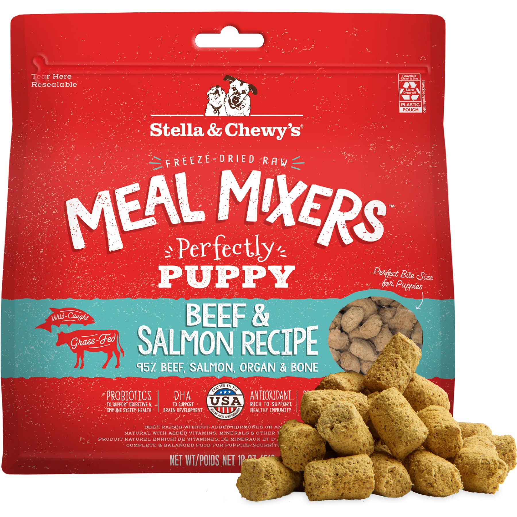 Stella & Chewy's Freeze-Dried Raw Meal Mixers Grain-Free Protein Rich Beef & Salmon Recipe Dog Food, 18-oz bag