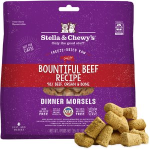 Stella & Chewy's Freeze-Dried Raw Dinner Morsels Grain-Free Protein Rich Bountiful Beef Recipe Cat Food, 3.5-oz bag
