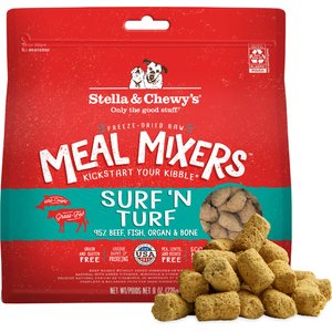 Stella & Chewy's Freeze-Dried Raw Surf & Turf Meal Mixer Grain-Free Protein Rich Recipe Dog Food Topper, 8-oz bag