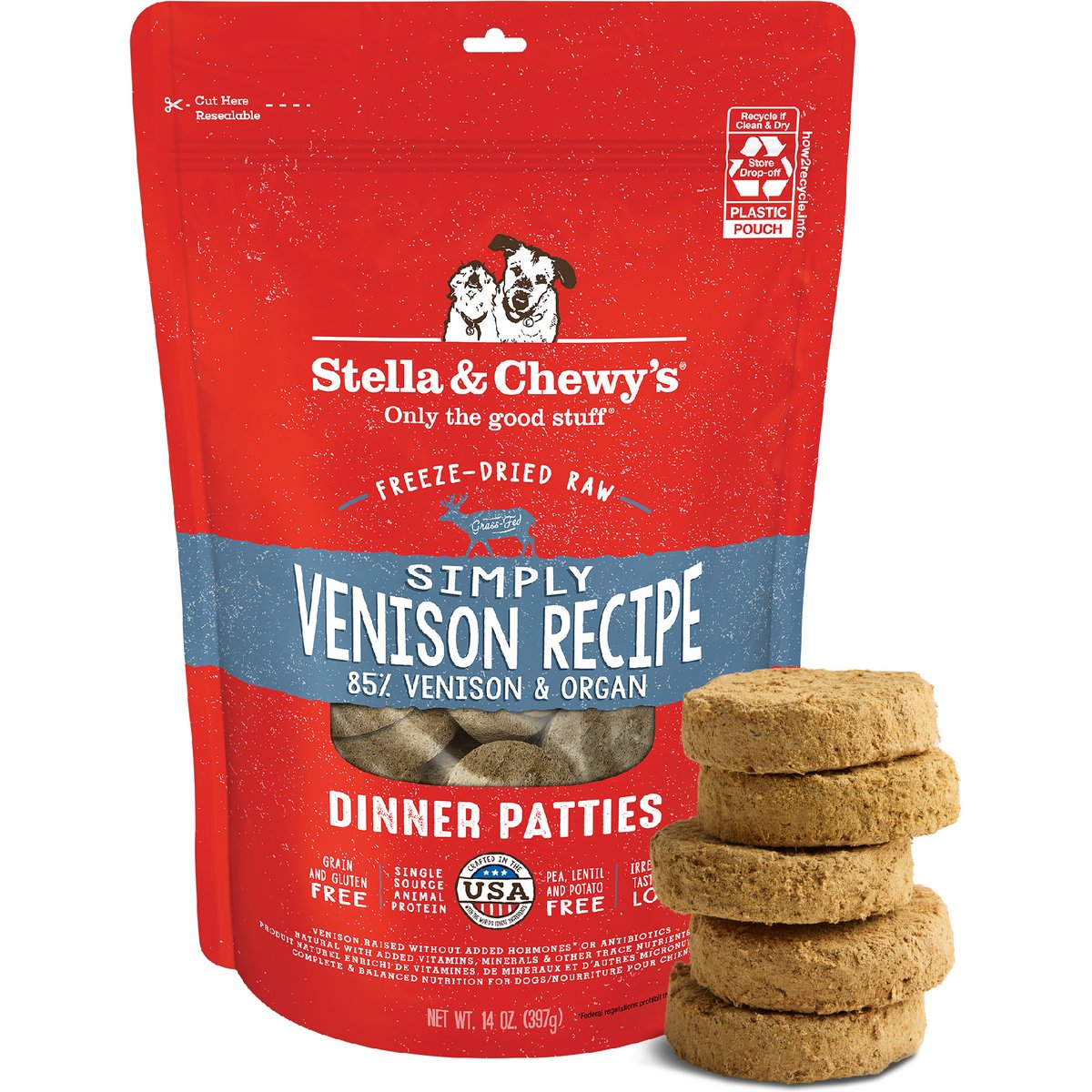Stella & Chewy's Freeze-Dried Raw Simply Venison Dinner Patties Dog Food, 14-oz bag