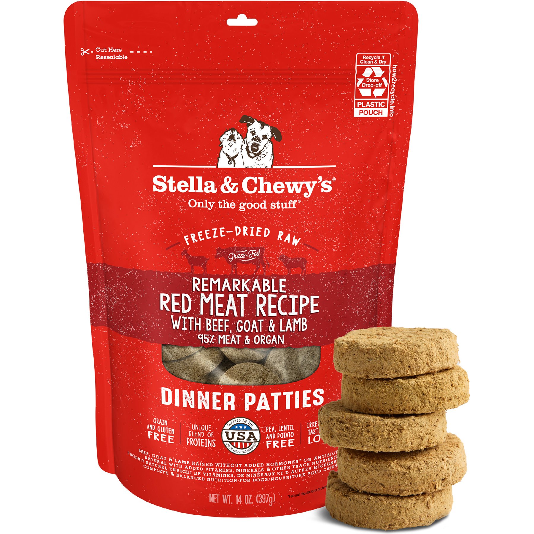 Stella & Chewy's Remarkable Red Meat Recipe Dinner Patties Freeze-Dried Raw Dog Food, 28-oz bundle