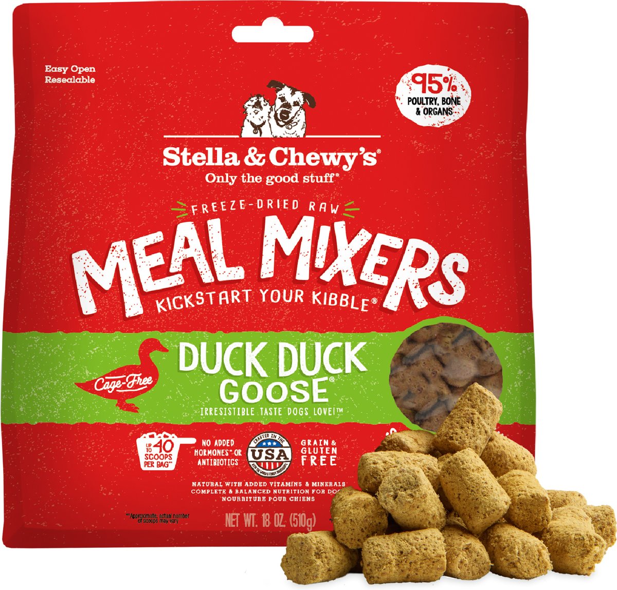 Stella & Chewy's Duck Duck Goose Meal Mixers Freeze-Dried Raw Dog Food Topper