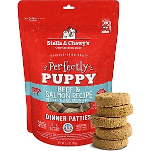 Stella & Chewy's Perfectly Puppy Beef & Salmon Dinner Patties Freeze-Dried Raw Dog Food, 5.5-oz bag