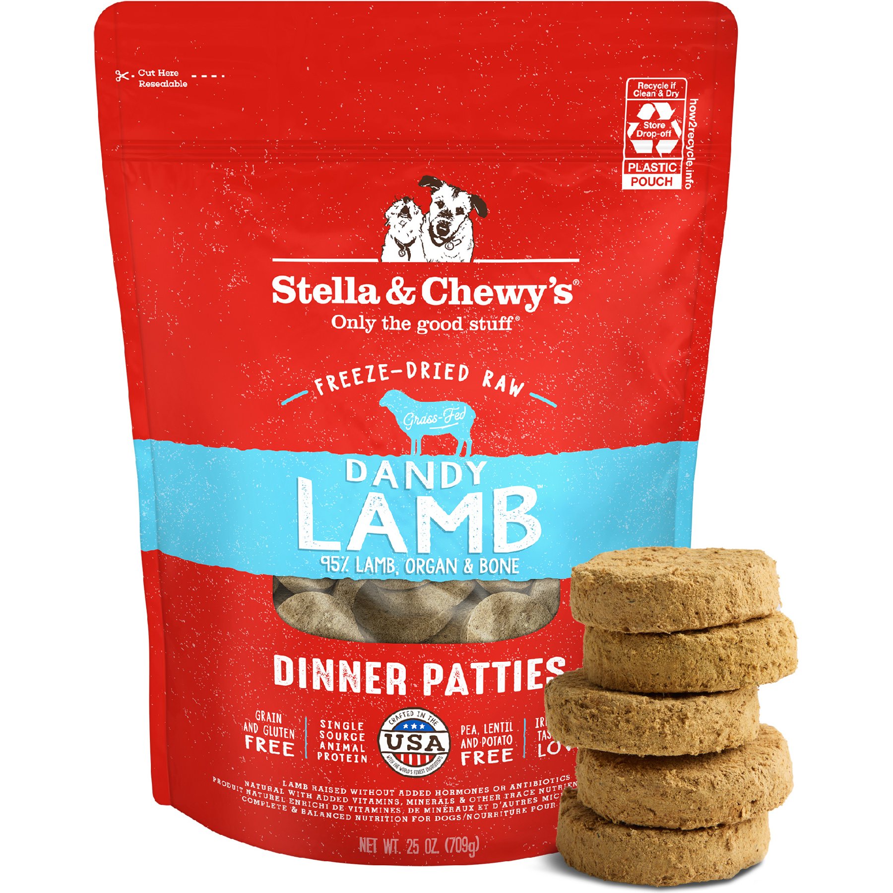 Stella & Chewy's Dandy Lamb Dinner Patties Freeze-Dried Raw Dog Food, 25-oz bag