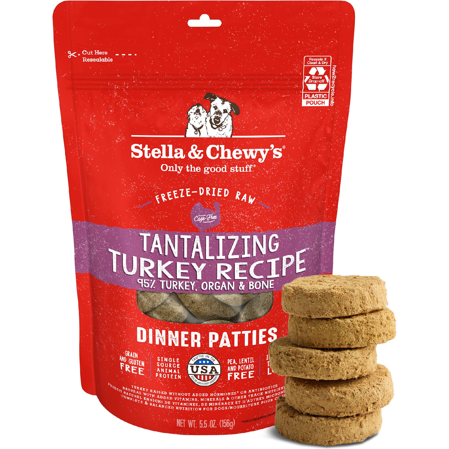 Stella & Chewy's Tantalizing Turkey Dinner Patties Freeze-Dried Raw Dog Food, 5.5-oz bag