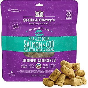 Stella & Chewy's Sea-licious Salmon & Cod Dinner Morsels Freeze-Dried Raw Cat Food, 3.5-oz bag