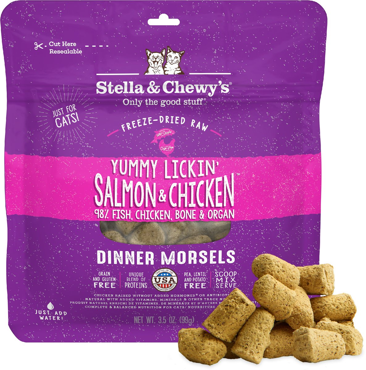Stella & Chewy's Yummy Lickin' Salmon & Chicken Dinner Morsels Freeze-Dried Raw Cat Food