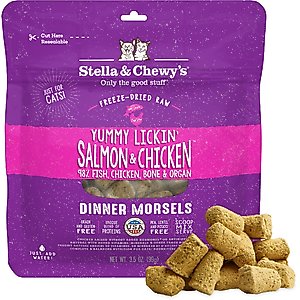 Stella & Chewy's Yummy Lickin' Salmon & Chicken Dinner Morsels Freeze-Dried Raw Cat Food, 3.5-oz bag