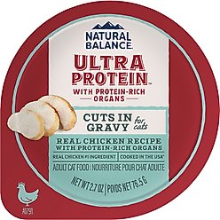 Natural Balance Ultra Protein Real Chicken Recipe with Protein-Rich Organs Cuts in Gravy Wet Cat Food, 2.7-oz cup, case of 10