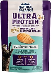 Natural Balance Ultra Protein Plus Immune & Digestive Health Real Chicken with Pumpkin Recipe Puree Wet Cat Food, 2.4-oz pouch, case of 12