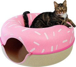 Luli & Cat Sprinkled Donut Cat Tunnel Bed, Pink