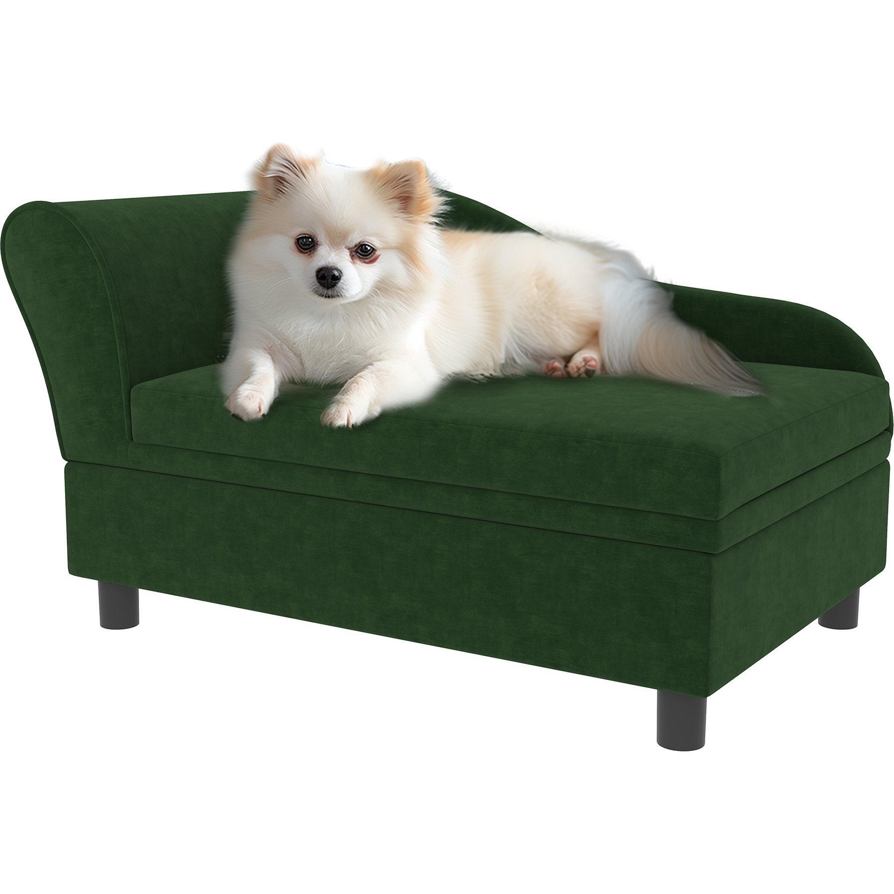 PawHut Hidden Storage Sofa Dog Bed, Green