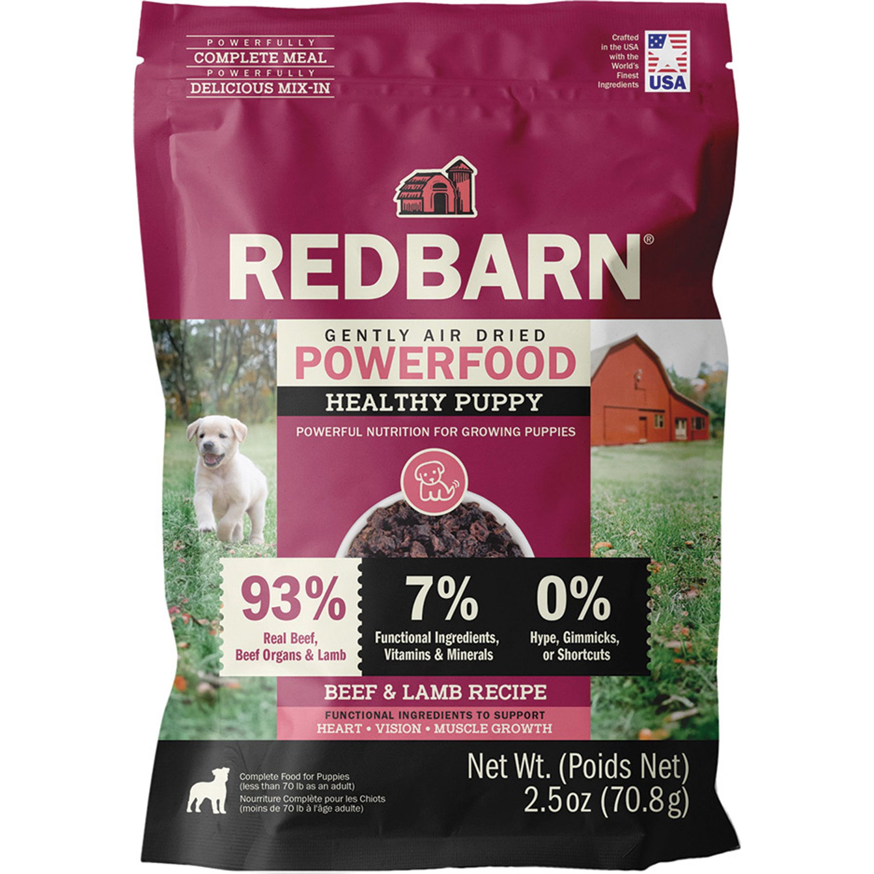 Redbarn Powerfood Healthy Puppy Beef & Lamb Grain-Free Gently Air-Dried Dog Food, 2.5-oz bag