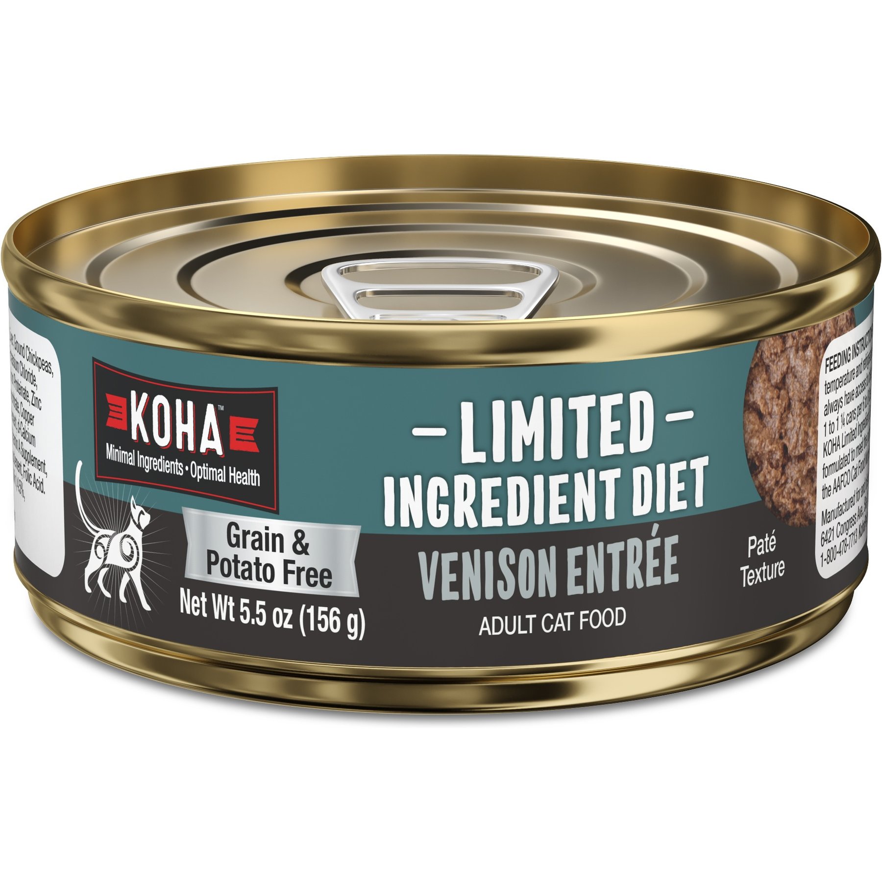 KOHA Limited Ingredient Diet Venison Entrée Grain-Free Paté Wet Cat Food, 5.5-oz can, case of 24