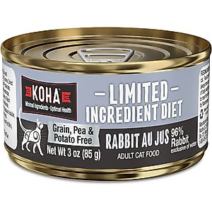 KOHA Limited Ingredient Diet Rabbit Au Jus Grain-Free Paté Wet Cat Food, 3-oz can, case of 24