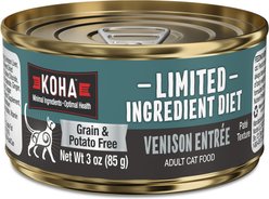 KOHA Limited Ingredient Diet Venison Entrée Grain-Free Paté Wet Cat Food, 3-oz can, case of 24