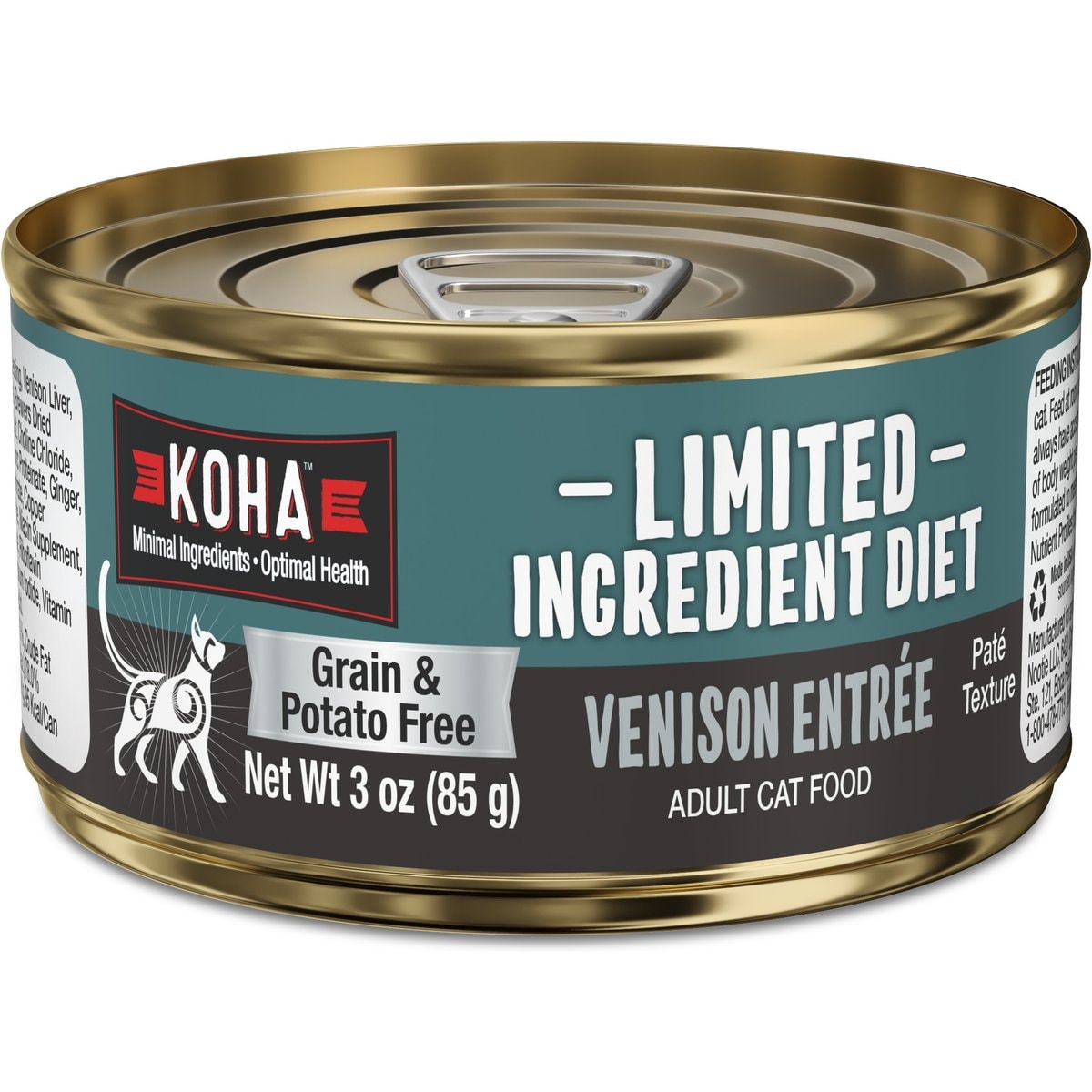 KOHA Limited Ingredient Diet Venison Entrée Grain-Free Paté Wet Cat Food, 3-oz can, case of 24