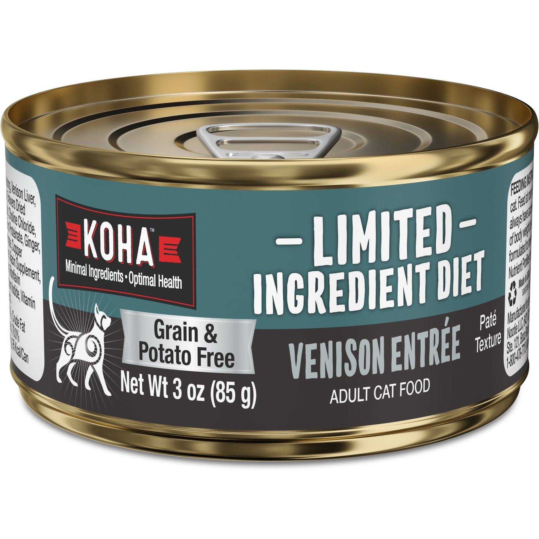 KOHA Limited Ingredient Diet Venison Entrée Grain-Free Paté Wet Cat Food, 3-oz can, case of 24