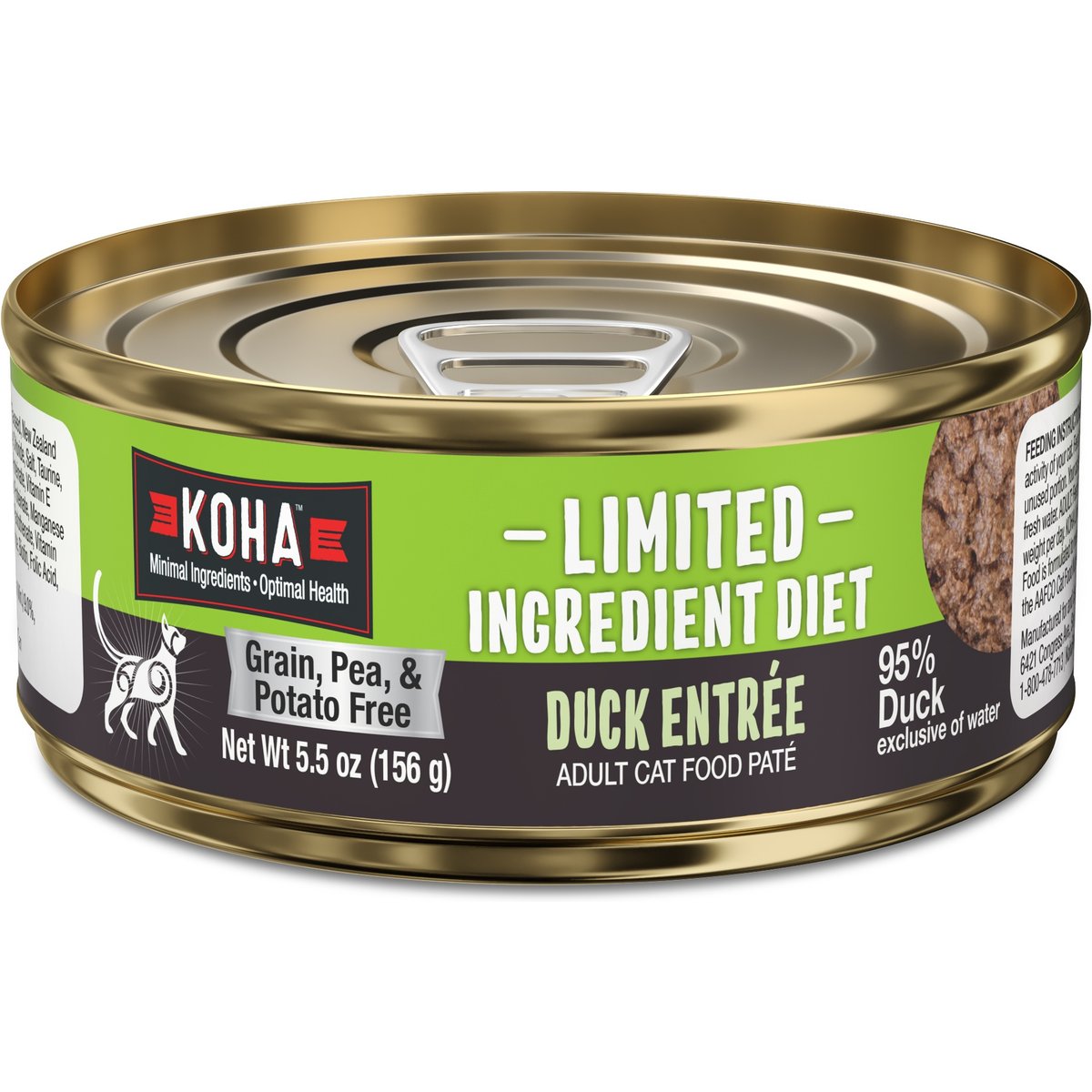 KOHA Limited Ingredient Diet Duck Entrée Grain-Free Paté Wet Cat Food, 5.5-oz can, case of 24