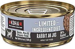 KOHA Limited Ingredient Diet Rabbit Au Jus Grain-Free Paté Wet Cat Food, 5.5-oz can, case of 24