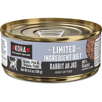 KOHA KOHA Limited Ingredient Diet Rabbit Au Jus Grain-Free Paté Wet Cat Food, 5.5-oz can, case of 24