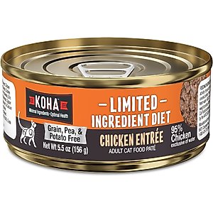 KOHA Limited Ingredient Diet Chicken Entrée Grain-Free Paté Wet Cat Food, 5.5-oz can, case of 24