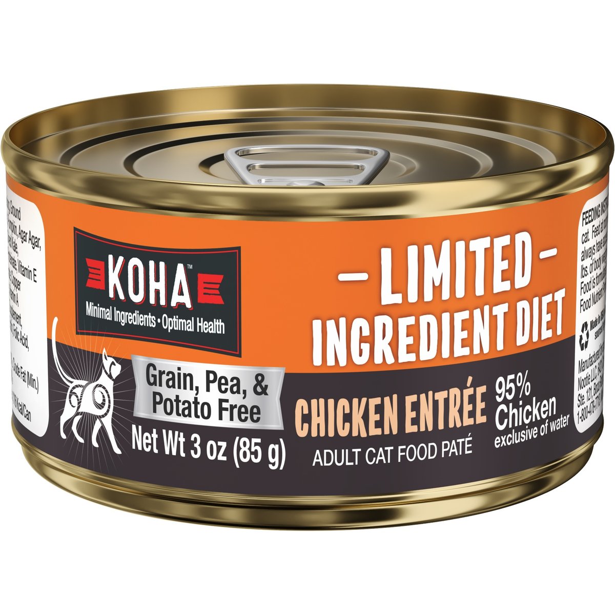 KOHA Limited Ingredient Diet Chicken Entrée Grain-Free Paté Wet Cat Food, 3-oz can, case of 24