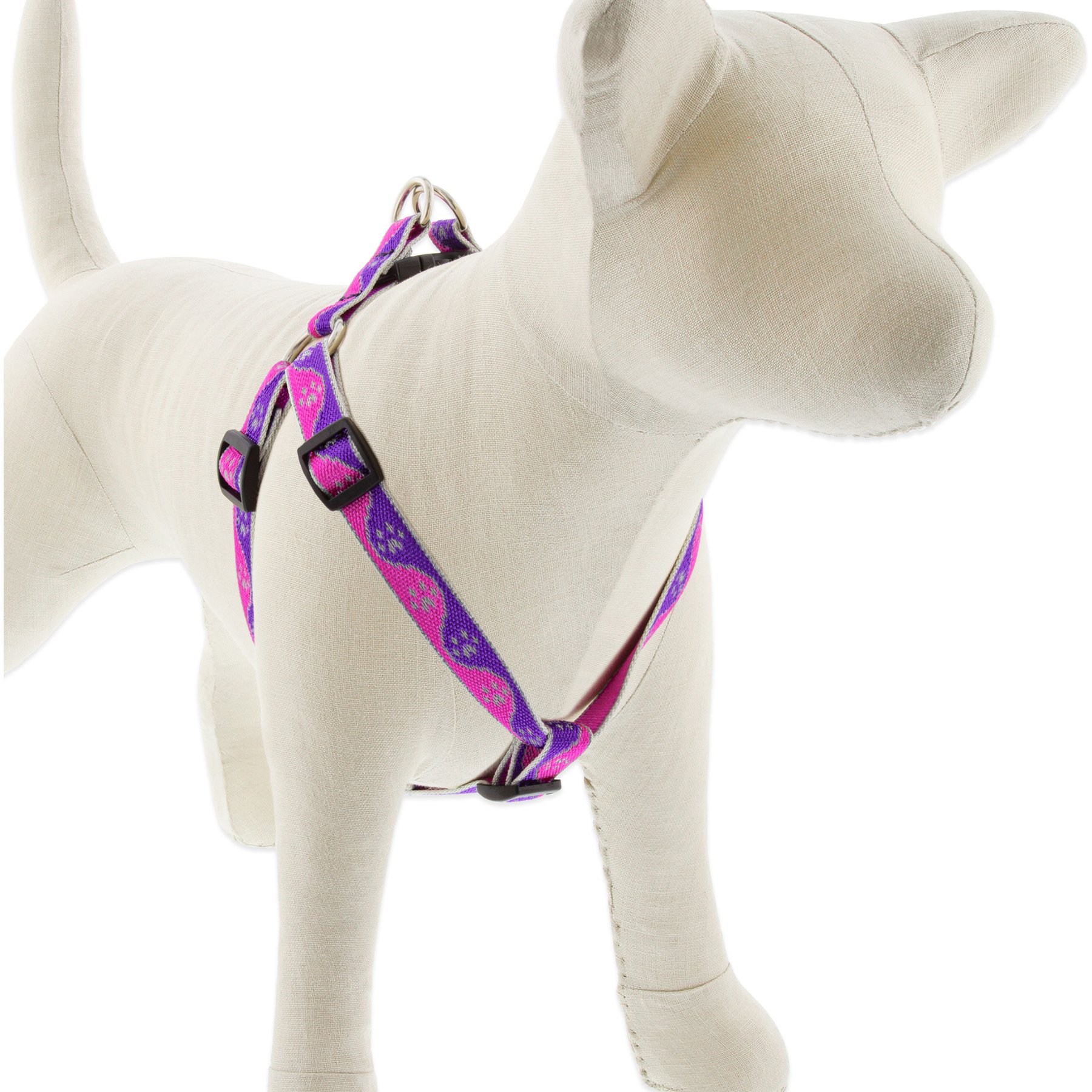 LupinePet Reflective Paws Step In Dog Harness, Pink Paws, Small: 15 to 21-in chest, 3/4-in wide