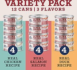 Natural Balance Ultra Protein Pate Variety Pack Chicken, Duck & Salmon Wet Cat Food, 2.8-oz can, case of 12 slide 2 of 9