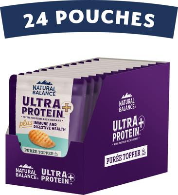 Show full view: Natural Balance Ultra Protein Plus Immune & Digestive Health Real Chicken with Pumpkin Recipe Puree Wet Cat Food, 2.4-oz pouch, case of 12 slide 3 of 11