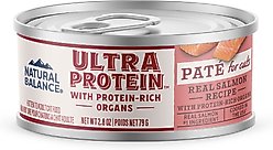 Natural Balance Ultra Protein Real Salmon Recipe with Protein-Rich Organs Pate Wet Cat Food, 2.8-oz can, case of 24