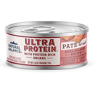 Natural Balance Ultra Protein Real Salmon Recipe with Protein-Rich Organs Pate Wet Cat Food, 2.8-oz can, case of 24