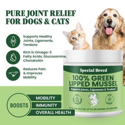 Show full view: Special Breed Green Lipped Mussel Powder Joint Supplement for Dogs & Cats, 28.22-oz slide 3 of 8