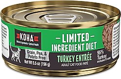 KOHA Limited Ingredient Diet Turkey Entrée Grain-Free Paté Wet Cat Food, 5.5-oz can, case of 24