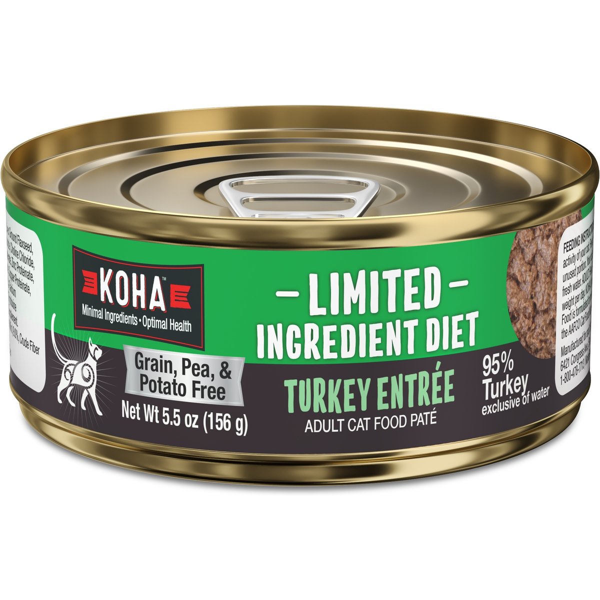 KOHA Limited Ingredient Diet Turkey Entrée Grain-Free Paté Wet Cat Food, 5.5-oz can, case of 24