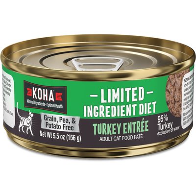 KOHA KOHA Limited Ingredient Diet Turkey Entrée Grain-Free Paté Wet Cat Food, 5.5-oz can, case of 24