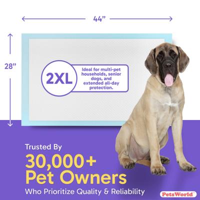 Show full view: PetsWorld Massive Dog Training & Potty Pads, 28 x 44-in, Unscented, 50 count slide 2 of 7