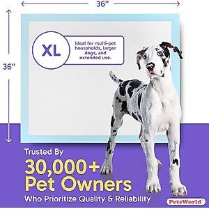 PetsWorld Gigantic Dog Training & Potty Pads, 36 x 36-in, Unscented, 150 count
