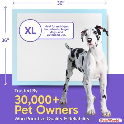 Show full view: PetsWorld Gigantic Dog Training & Potty Pads, 36 x 36-in, Unscented, 50 count slide 2 of 7