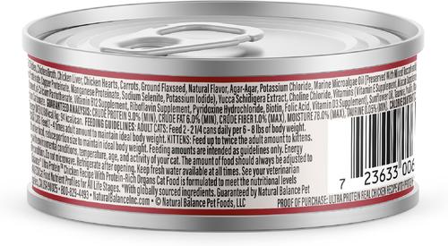 Show full view: Natural Balance Ultra Protein Real Chicken Recipe with Protein-Rich Organs Pate Wet Cat Food, 2.8-oz can, case of 24 slide 4 of 10