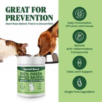 Show full view: Special Breed Green Lipped Mussel Powder Joint Supplement for Dogs & Cats, 14.10-oz slide 4 of 8