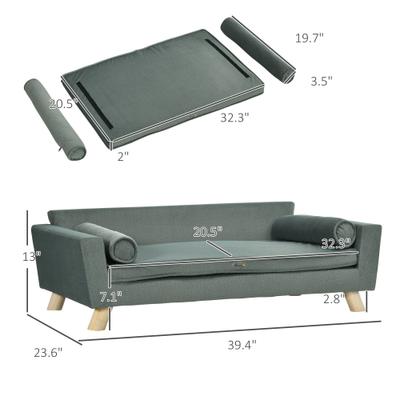 Show full view: PawHut Sofa Dog Bed, Gray slide 4 of 10