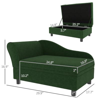 Show full view: PawHut Hidden Storage Sofa Dog Bed, Green slide 3 of 10