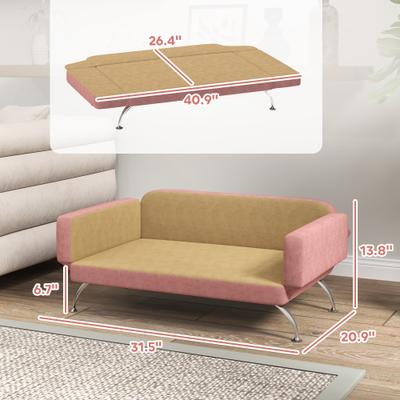 Show full view: PawHut Adjustable Sofa Dog Bed, Pink slide 3 of 9