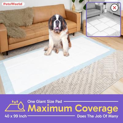 Show full view: PetsWorld 4X-Large Dog Training & Potty Pads, 40 x 99-in, Unscented, 20 count slide 4 of 9