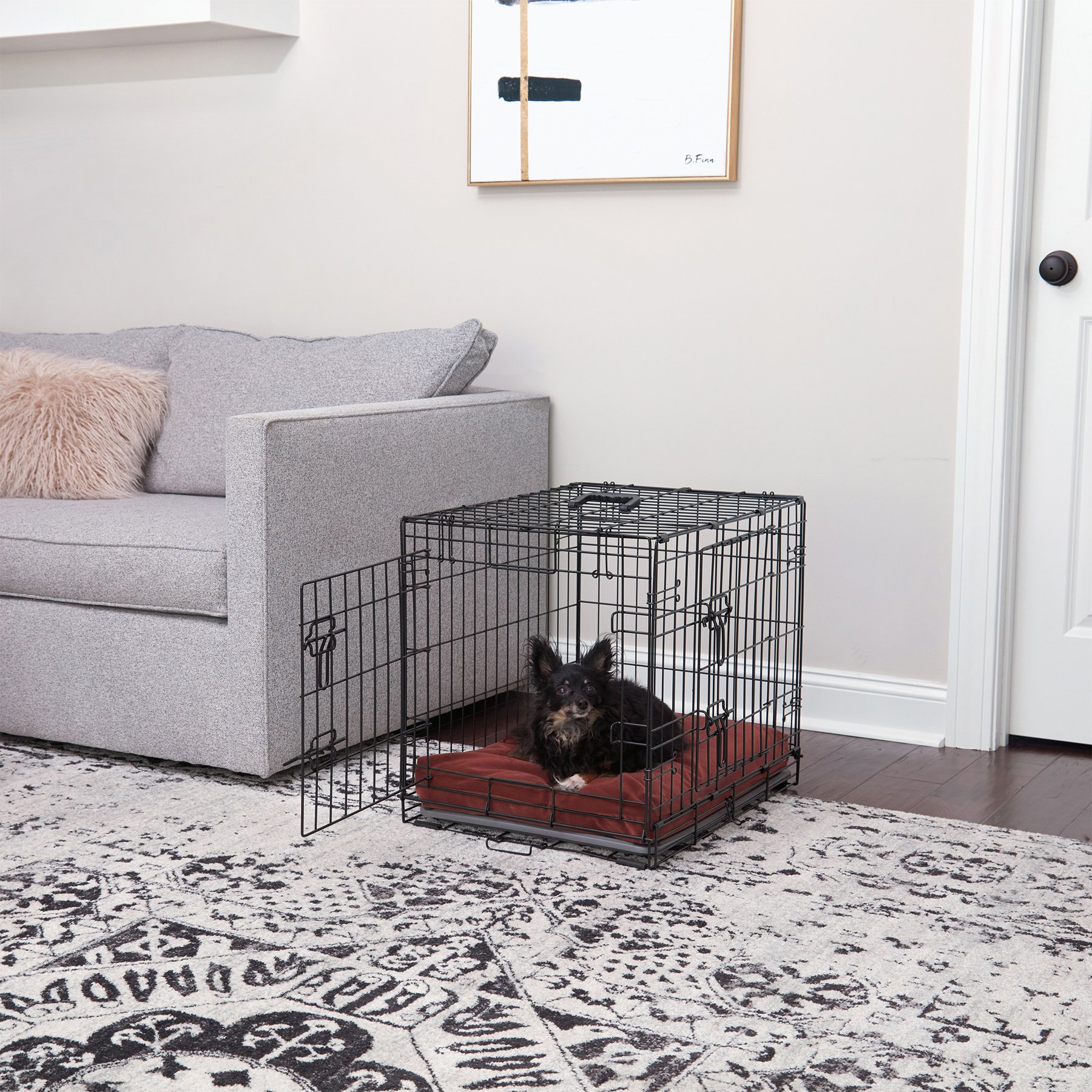 Happy Hounds Carson Deluxe Dog Crate Pad, Burgundy, 24-in