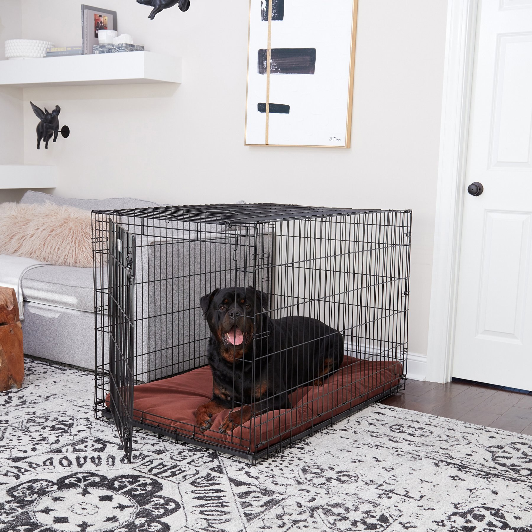 Happy Hounds Carson Deluxe Dog Crate Pad, Burgundy, 48-in