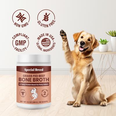 Show full view: Special Breed Grass Fed Beef Bone Broth Powder Supplement for Dogs & Cats, 9.5-oz slide 5 of 7