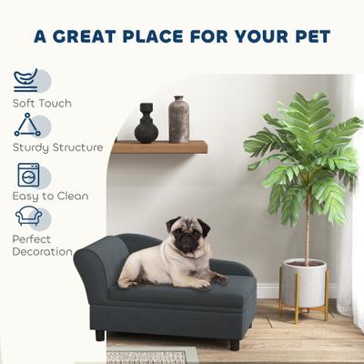Show full view: PawHut Hidden Storage Sofa Dog Bed, Dark Gray slide 5 of 11